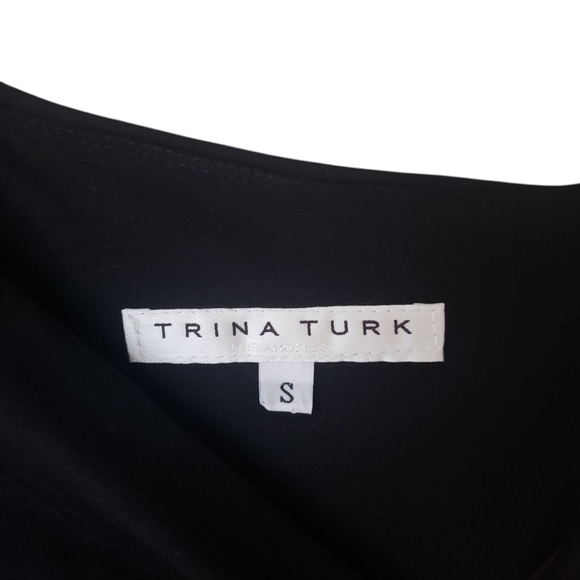 Trina Turk Eastside One Shoulder Fringe Dress Black Cocktail Party Vacation - Picture 8 of 9